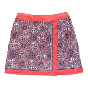 Greg Norman Ladies Aria Knit Golf Skort Size L Coral Pink Navy Blue Multicolor